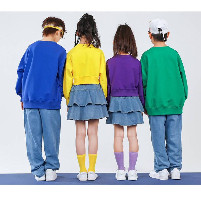 キッズダンス スウエット HIPHOP ダンス衣装 ストリート系 ヒップホップ ガールズ 男の子 女の子 長袖 ジャッズ ドラム 演出服 ダンスウェア チアダンス 発表会 - 画像 (3)