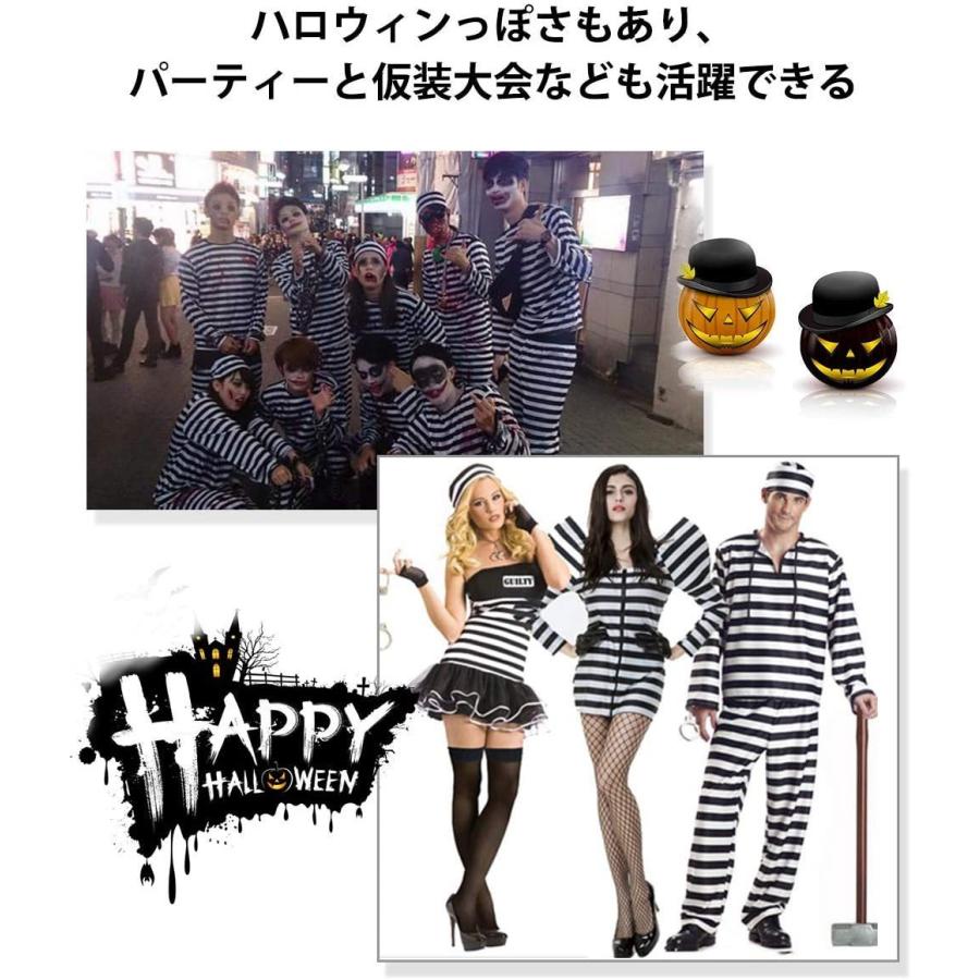 [セール」囚人服 ハロウィン コスチューム 囚人 仮装 コスプレ 手錠 セット メンズ 白黒 ボーダー 長袖 送料無料 - 画像 (9)