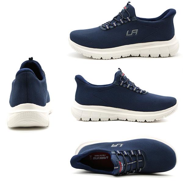 LARKINS スリッポン メンズ スニーカー 靴 黒 ブラック 紺色 ネイビー 防水 雨 履きやすい ハンズフリー 軽量 軽い ランニングシューズ ラーキンス L-203 - 画像 (9)