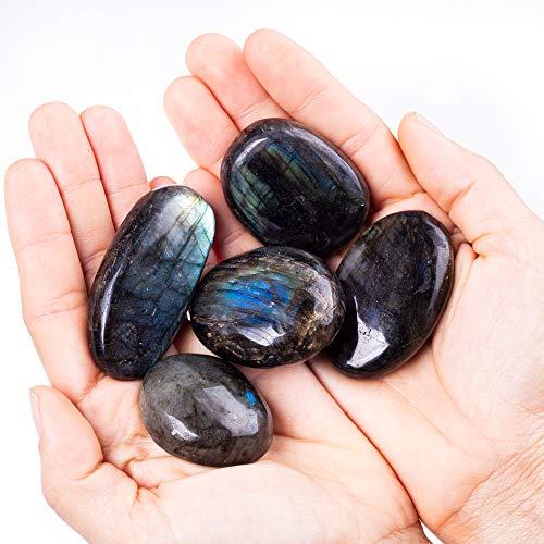 UU UNIHOM 天然ラブラドライト プラムストーン ジェムストーン 不規則な研磨 ウォーリーストーン 1.5インチ-2.7インチ - 画像 (2)