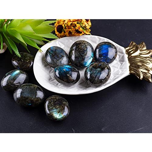 UU UNIHOM 天然ラブラドライト プラムストーン ジェムストーン 不規則な研磨 ウォーリーストーン 1.5インチ-2.7インチ - 画像 (5)