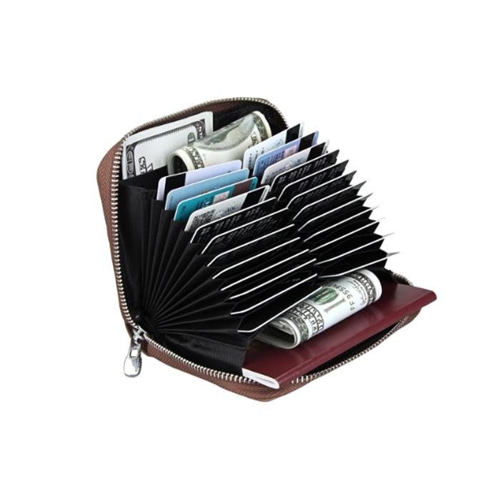 カードケース 本革 大容量 メンズ レディース じゃばら スキミング防止 縦入れ パスポートケース 磁気防止 - 画像 (7)