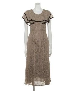 Dorry Doll ドリードール 【Luxe brille】フリル衿レースワンピース （グレージュ）