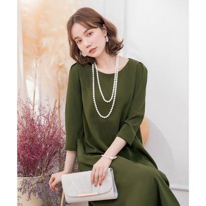 DRESS+ ドレスプラス フレアロング丈結婚式ワンピース (カーキ) - 画像 (2)