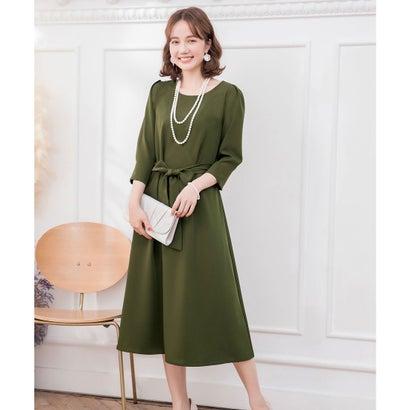 DRESS+ ドレスプラス フレアロング丈結婚式ワンピース (カーキ) - 画像 (5)