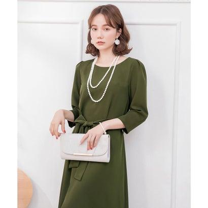 DRESS+ ドレスプラス フレアロング丈結婚式ワンピース (カーキ) - 画像 (7)