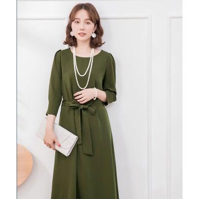 DRESS+ ドレスプラス フレアロング丈結婚式ワンピース (カーキ) - 画像 (8)