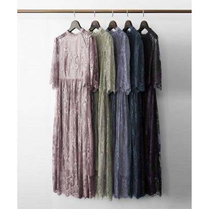 GIRL DRESS FOR NOW ガール ハイネック5分袖総レースミモレ丈結婚式パーティードレス (ライトグリーン)