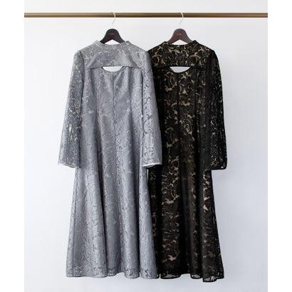 GIRL DRESS FOR NOW ガール スタンドカラー総レースロング丈 結婚式 ワンピース パーティードレス (ブラック)