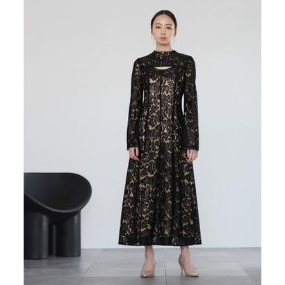 GIRL DRESS FOR NOW ガール スタンドカラー総レースロング丈 結婚式 ワンピース パーティードレス (ブラック) - 画像 (2)