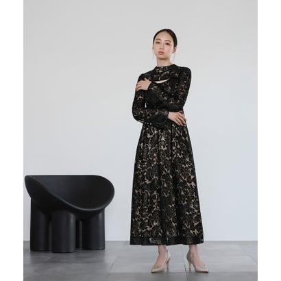 GIRL DRESS FOR NOW ガール スタンドカラー総レースロング丈 結婚式 ワンピース パーティードレス (ブラック) - 画像 (3)