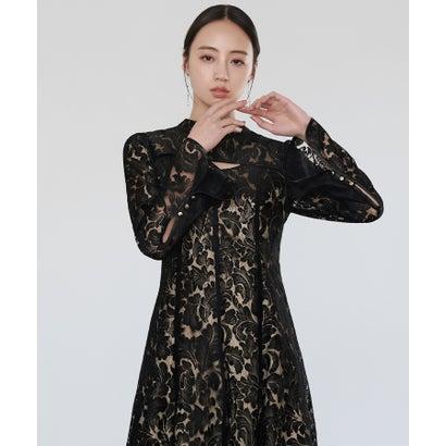 GIRL DRESS FOR NOW ガール スタンドカラー総レースロング丈 結婚式 ワンピース パーティードレス (ブラック) - 画像 (4)