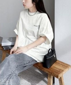 レカ reca 前後ロゴ五分袖オーバーサイズTシャツ(belーblcー6115) （オフホワイト）