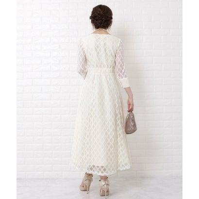 レースレディース Lace Ladies ダイヤ柄総レースロングワンピースドレス (ホワイト) - 画像 (3)