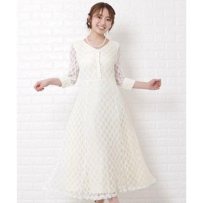 レースレディース Lace Ladies ダイヤ柄総レースロングワンピースドレス (ホワイト) - 画像 (4)