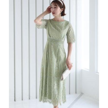 PourVous プールヴー 結婚式ワンピースドレススカラップ袖あり&ミモレ丈大きいサイズフォーマル パーティードレス 20代 30代 40代 (ミン