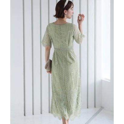 PourVous プールヴー 結婚式ワンピースドレススカラップ袖あり&ミモレ丈大きいサイズフォーマル パーティードレス 20代 30代 40代 (ミン - 画像 (3)