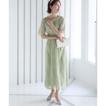 PourVous プールヴー 結婚式ワンピースドレススカラップ袖あり&ミモレ丈大きいサイズフォーマル パーティードレス 20代 30代 40代 (ミン - 画像 (5)