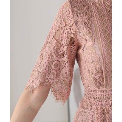 PourVous プールヴー 結婚式ワンピースドレススカラップ袖あり&ミモレ丈大きいサイズフォーマル パーティードレス 20代 30代 40代 (ミン - 画像 (7)