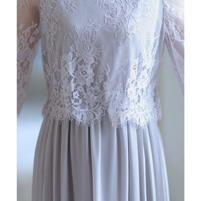 PourVous プールヴー ミモレ丈&七分袖フォーマルサイドプリーツ大きいサイズ結婚式パーティードレス ワンピース 20代 30代 40代 (ブラッ - 画像 (9)