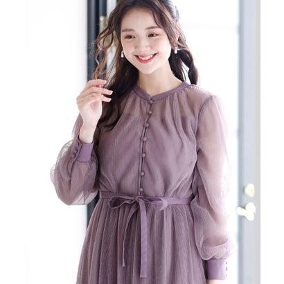 PourVous プールヴー 結婚式パーティードレスミモレ丈と袖ありクリスタルプリーツ大きいサイズフォーマル ワンピース 20代 30代 40代 (パ - 画像 (6)