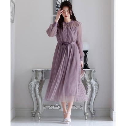 PourVous プールヴー 結婚式パーティードレスミモレ丈と袖ありクリスタルプリーツ大きいサイズフォーマル ワンピース 20代 30代 40代 (パ - 画像 (7)