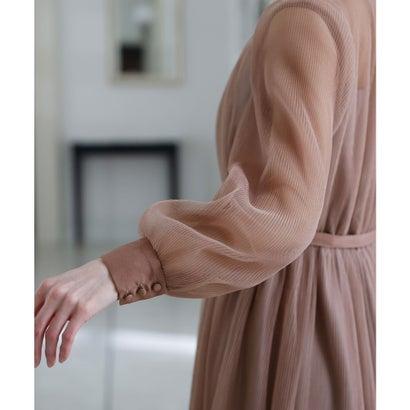 PourVous プールヴー 結婚式パーティードレスミモレ丈と袖ありクリスタルプリーツ大きいサイズフォーマル ワンピース 20代 30代 40代 (パ - 画像 (9)