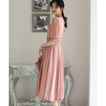 PourVous プールヴー ミモレ丈&袖ありフォーマルシフォンプリーツセレモニー結婚式パーティードレス ワンピース 20代 30代 40代 (ダステ - 画像 (2)