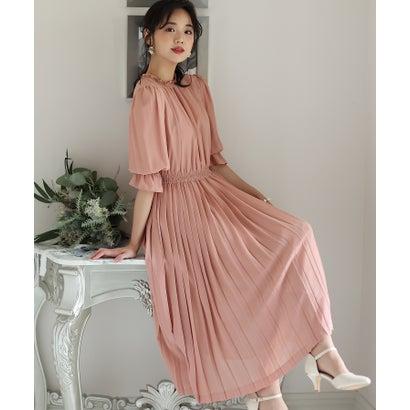 PourVous プールヴー ミモレ丈&袖ありフォーマルシフォンプリーツセレモニー結婚式パーティードレス ワンピース 20代 30代 40代 (ダステ - 画像 (4)