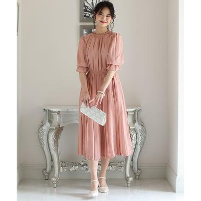 PourVous プールヴー ミモレ丈&袖ありフォーマルシフォンプリーツセレモニー結婚式パーティードレス ワンピース 20代 30代 40代 (ダステ - 画像 (5)