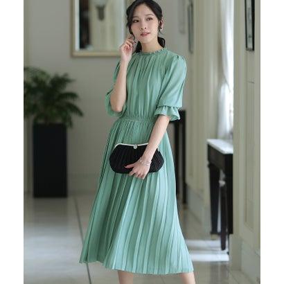 PourVous プールヴー ミモレ丈&袖ありフォーマルシフォンプリーツセレモニー結婚式パーティードレス ワンピース 20代 30代 40代 (ダステ - 画像 (8)