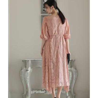 PourVous プールヴー 刺繍リボン付きパーティードレスセレモニーロング&七分袖結婚式フォーマル ワンピース 20代 30代 40代 (ピンク) - 画像 (3)