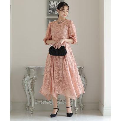 PourVous プールヴー 刺繍リボン付きパーティードレスセレモニーロング&七分袖結婚式フォーマル ワンピース 20代 30代 40代 (ピンク) - 画像 (5)