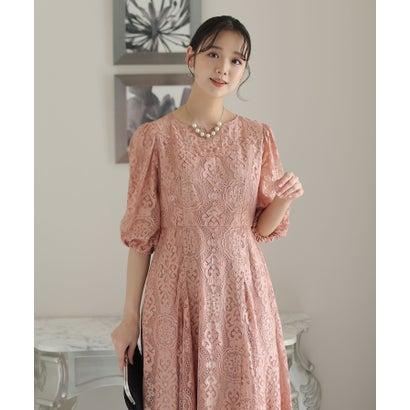 PourVous プールヴー 刺繍リボン付きパーティードレスセレモニーロング&七分袖結婚式フォーマル ワンピース 20代 30代 40代 (ピンク) - 画像 (6)