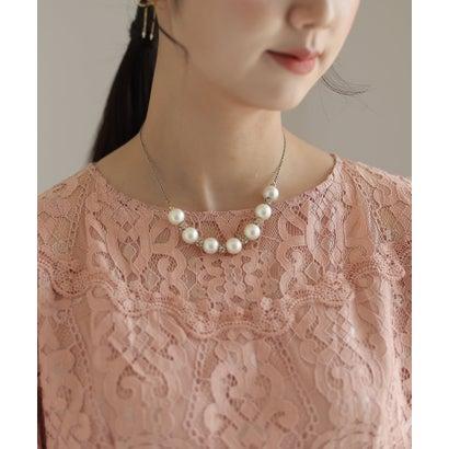 PourVous プールヴー 刺繍リボン付きパーティードレスセレモニーロング&七分袖結婚式フォーマル ワンピース 20代 30代 40代 (ピンク) - 画像 (8)