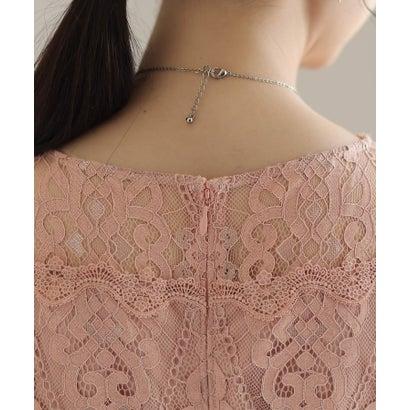 PourVous プールヴー 刺繍リボン付きパーティードレスセレモニーロング&七分袖結婚式フォーマル ワンピース 20代 30代 40代 (ピンク) - 画像 (9)