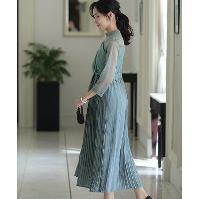 PourVous プールヴー ミモレ丈&七分袖フォーマルビスチェセレモニー結婚式パーティードレス ワンピース 20代 30代 40代 (グレイッシュブ - 画像 (2)