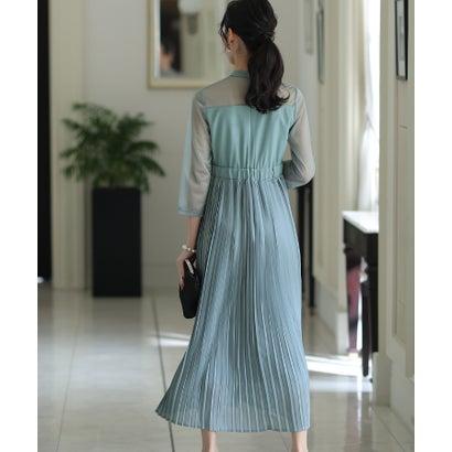 PourVous プールヴー ミモレ丈&七分袖フォーマルビスチェセレモニー結婚式パーティードレス ワンピース 20代 30代 40代 (グレイッシュブ - 画像 (3)