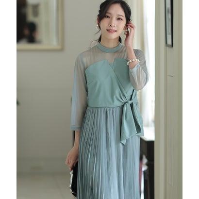 PourVous プールヴー ミモレ丈&七分袖フォーマルビスチェセレモニー結婚式パーティードレス ワンピース 20代 30代 40代 (グレイッシュブ - 画像 (5)