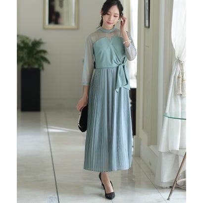 PourVous プールヴー ミモレ丈&七分袖フォーマルビスチェセレモニー結婚式パーティードレス ワンピース 20代 30代 40代 (グレイッシュブ - 画像 (6)