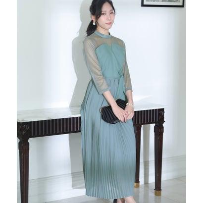 PourVous プールヴー ミモレ丈&七分袖フォーマルビスチェセレモニー結婚式パーティードレス ワンピース 20代 30代 40代 (グレイッシュブ - 画像 (7)