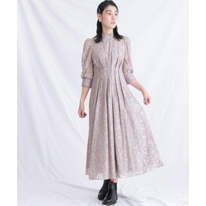 PourVous プールヴー ミモレ丈&七分袖フォーマルハイネックお呼ばれ結婚式パーティードレス ワンピース 20代 30代 40代 (グレー)