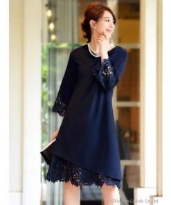 RUIRUE BOUTIQUE アシンメトリーヘムラインレースワンピース(7号?15号) （グレージュ(G)）