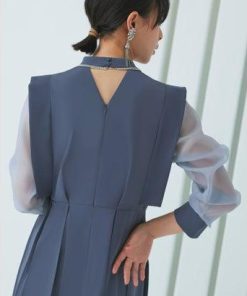 RUIRUE BOUTIQUE ルイルエブティック 【オケージョンドレス/結婚式】シアースリーブプリーツロングワンピース 披露宴 二次会 お呼ばれ フ