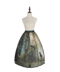 【納期40日】森のくま スカート Lo−cyan lolita ミディアム丈 プリント 総柄 甘ロリ 森ガール フレア ウエストゴム かわいい ドール メイド メイド風 ふんわり