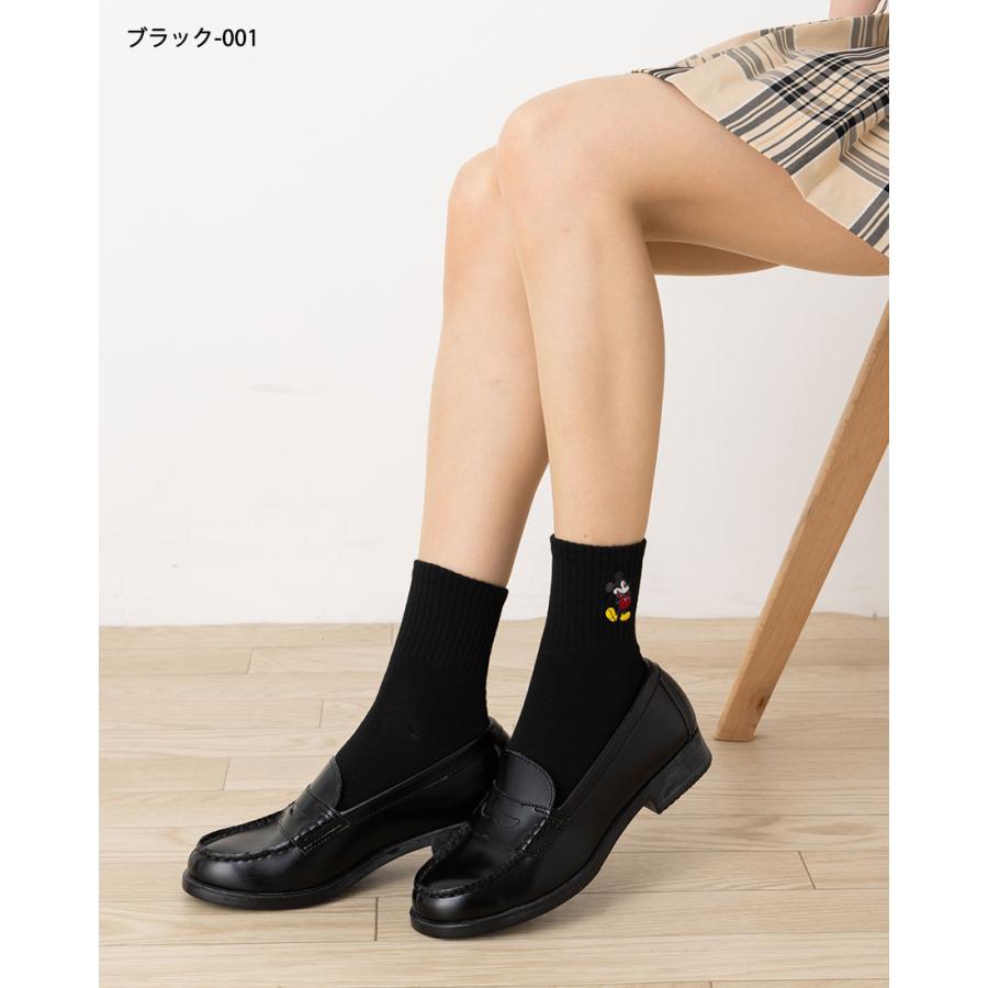 Disney ミッキーマウス ワンポイント刺繍 アメリブ ロークルーソックス 23-25cm 全4色 ディズニー 靴下 レディース スクール - 画像 (2)