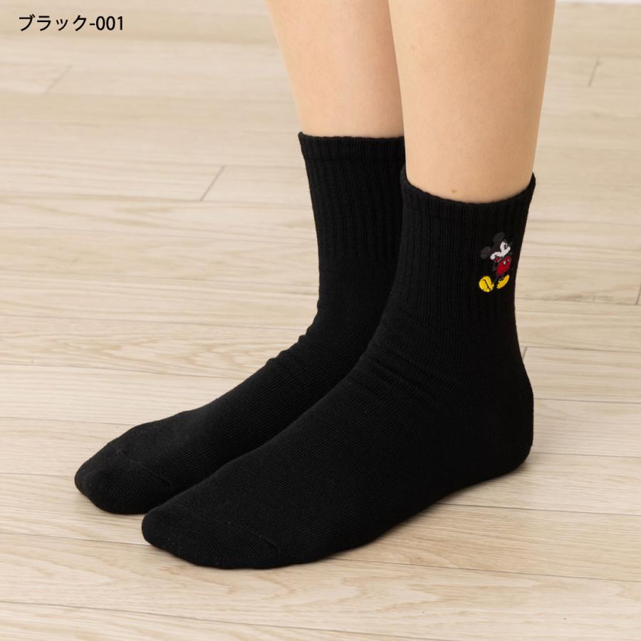 Disney ミッキーマウス ワンポイント刺繍 アメリブ ロークルーソックス 23-25cm 全4色 ディズニー 靴下 レディース スクール - 画像 (3)
