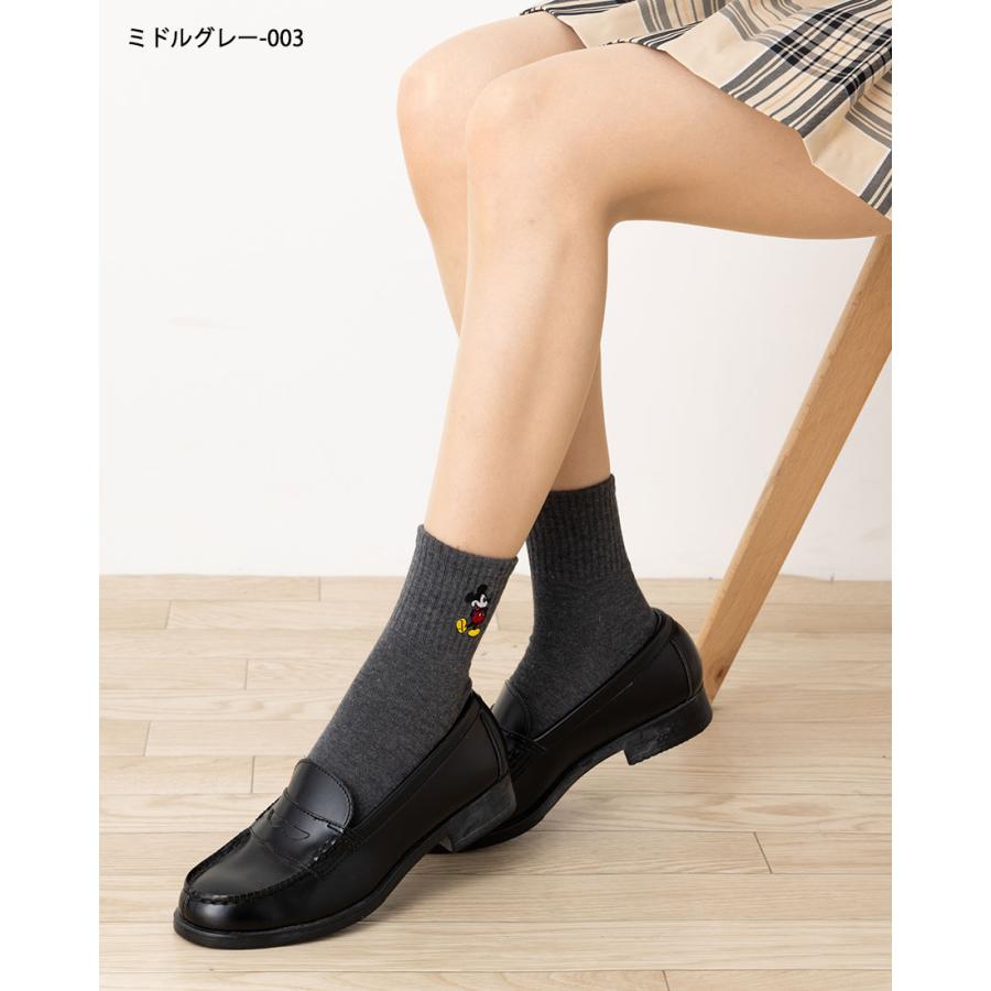 Disney ミッキーマウス ワンポイント刺繍 アメリブ ロークルーソックス 23-25cm 全4色 ディズニー 靴下 レディース スクール - 画像 (5)