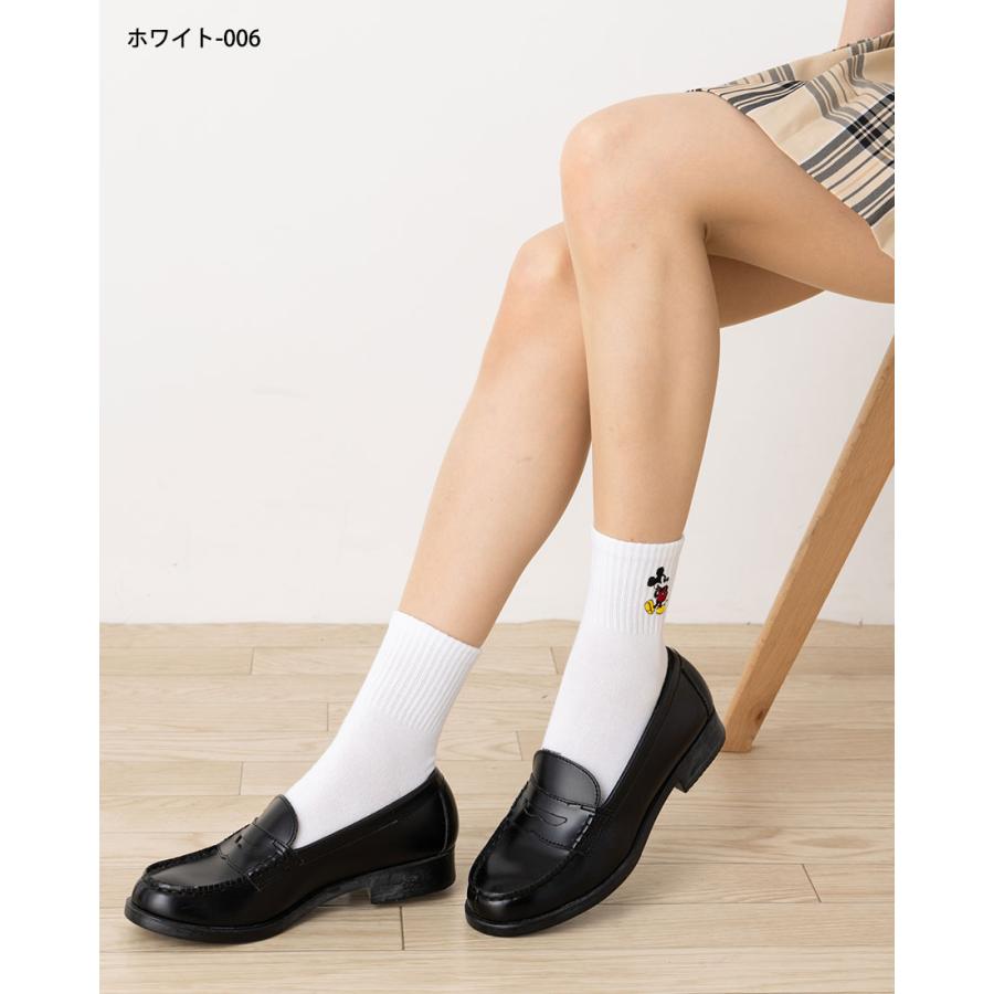 Disney ミッキーマウス ワンポイント刺繍 アメリブ ロークルーソックス 23-25cm 全4色 ディズニー 靴下 レディース スクール - 画像 (8)