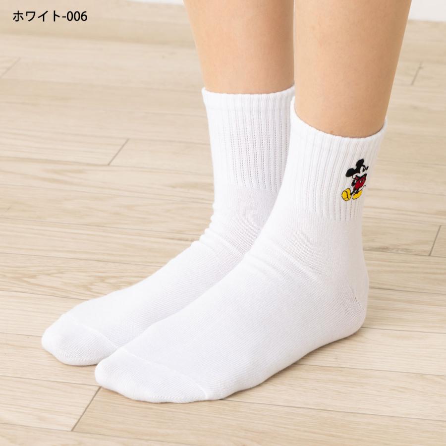 Disney ミッキーマウス ワンポイント刺繍 アメリブ ロークルーソックス 23-25cm 全4色 ディズニー 靴下 レディース スクール - 画像 (9)